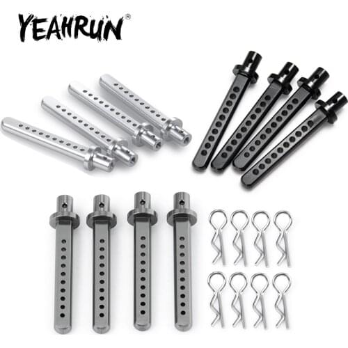 YEAHRUN 4pcs Aluminum Alloy RC Car Shell Column Body Posts Mount with Clip for Axial SCX10 1/10 Scale Crawler Car Parts