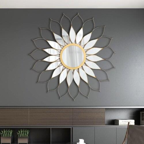 European Style Iron Hanging Mirror Furniture Decorative Mirror Background Wall Mirror Creative Mirror Living Room Decoration