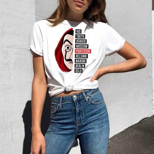 Women Figure Printed Short Sleeve T-shirts Women House of Paper Cool Funny Design La Casa De Papel T Shirt Money Heist Tee Shirt