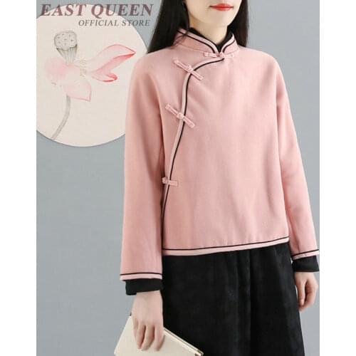 Traditional chinese blouse shirt tops for women mandarin collar oriental linen shirt blouse female cheongsam top AA4158