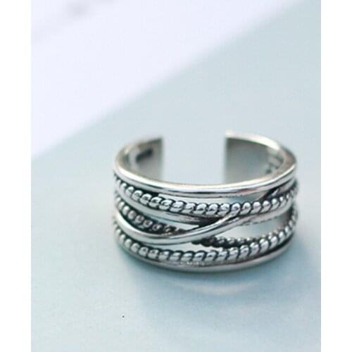 Personality Punk Vintage Silver Color Multi-layer Rings Girls Open Opening Adjustable Rings For Women Men bague