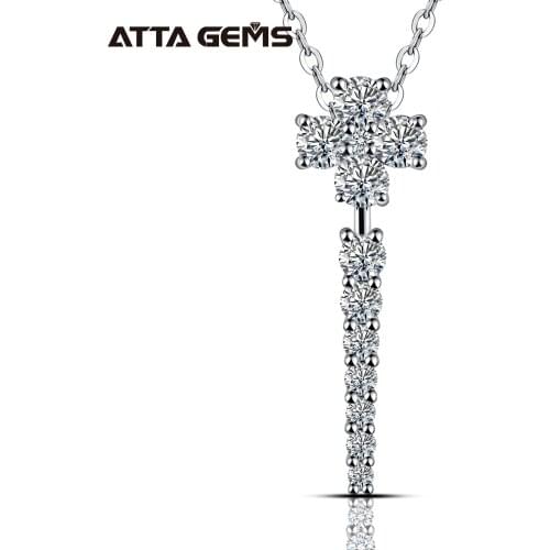ATTAGEMS Real D Grade Moissanite Pendant Necklace For Women Top Quality 100% 925 Sterling Sparkling Wedding Party Fine Jewelry