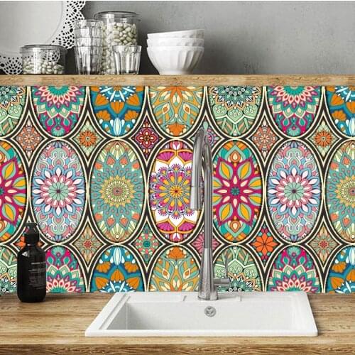 10/15/20/30 Colorful Retro Tile Wall Sticker Kitchen Stairs Door Wardrobe Decoration Wallpaper Peel & Stick Vinly Customed