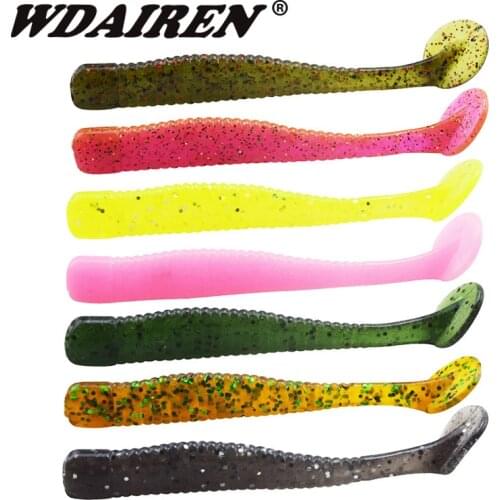 10pcs/lot Jig Head Soft Lures 8cm 3g handmade T Tail Salt smell Silicone bait Fly carp Bass Wobbers Lure Fishing tackle WD-402