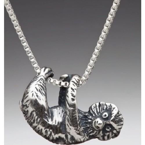 3D Sloth pendant necklace women men statement jewelry