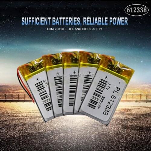 5pcs lithium polymer battery 612338 062238 3.7V MP3 MP4 MP5 GPS DVD DIY Speaker millet Bluetooth 550MAH