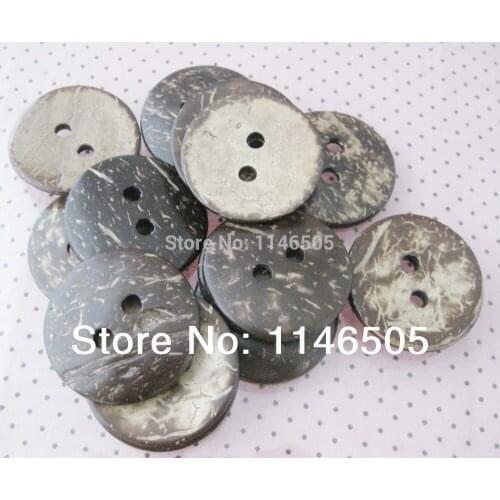 50pcs 38mm 2 holes Round natural coconut button wood cute cartoon wooden buttons Sewing Buttons clothing set Craft Accessories