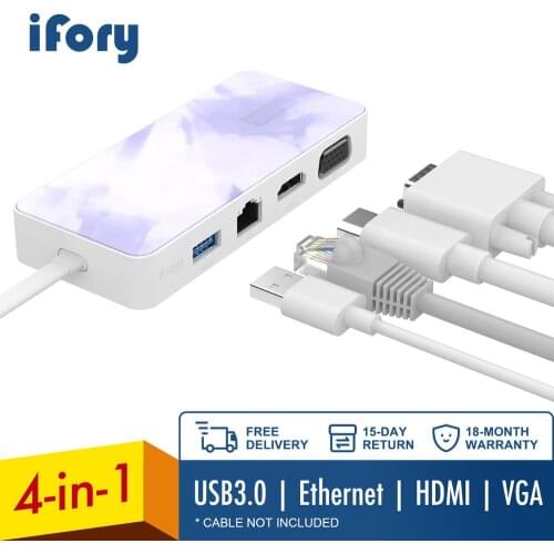 IFory USB Type C Hub to HDMI/VGA Multi USB 3.0 Ethernet Power Adapter For MacBook Pro Air Accessories USB-C USB HUB