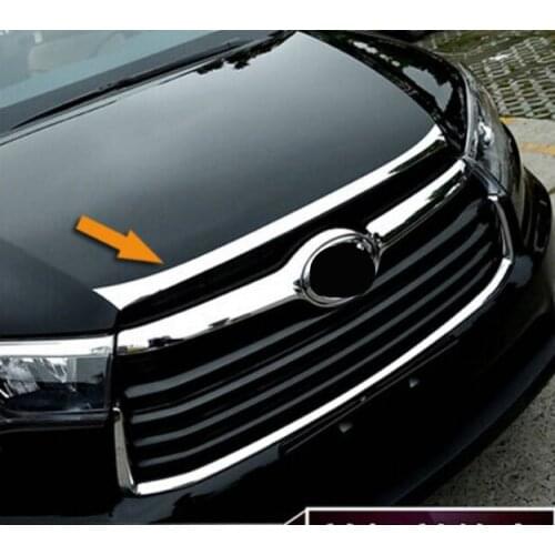 ACCESSORIES FIT FOR TOYOTA HIGHLANDER KLUGER 2014- 2016 CHROME FRONT HOOD BONNET GRILL GRILLE MESH LIP MOLDING COVER TRIM 2015