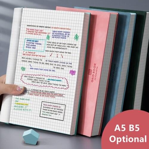 A5 B5 Thickened 100 Sheets Notebook PU Leather Cover Grid Inner Page Notebook Diary Weekly Planner Agenda Notepad School Supply
