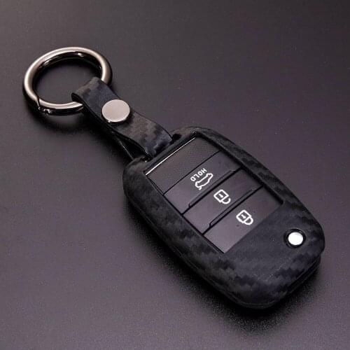 Carbon Fiber Pattern Car Key Ring Cover For KIA Sid Rio Soul Sportage R Ceed Sorento Cerato K2 K3 K4 K5 QL Optima Carens Picanto