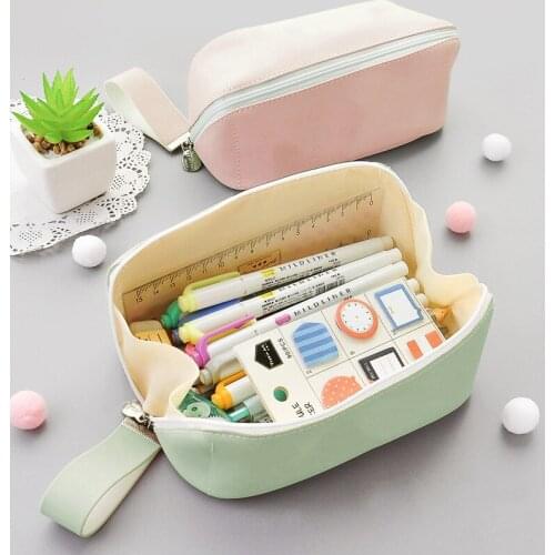 Pencil Case Large Capacity Cute Trousse Scolaire Simplicity Style Soft Estuche estojo Escolar Solid Color School kalem kutusu