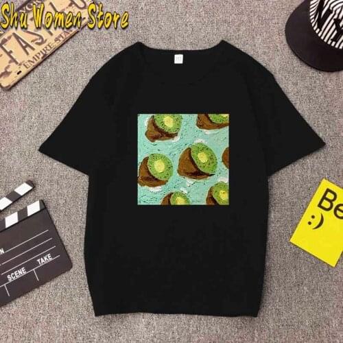 Fruit kiwi Oil Painting Aesthetics Art Vintage tops Pattern Sweet Lady Summer Women Mother Baby Print Casual Fun Loose T-shirt