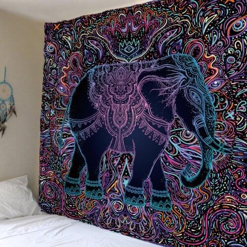 Elephant Tapestry Religion Culture Hanging Tapestry Buddha Statue Wall Carpet Bedspread Hippie Psychedelic bohemian wall decor