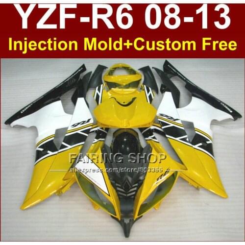 Perfect yellow Injection mold custom fairings for YAMAHA 2008 2009 2011 2013 YZF-R6 bodywork YZF R6 08-13 aftermarket YZF1000 R6
