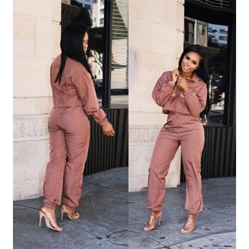 BKLD 2019 New Women Set Zip Up Turn-down Collar Long Sleeve Tops Cargo Pants Two Pieces Set Streetwear Women Tracksuit Outfit