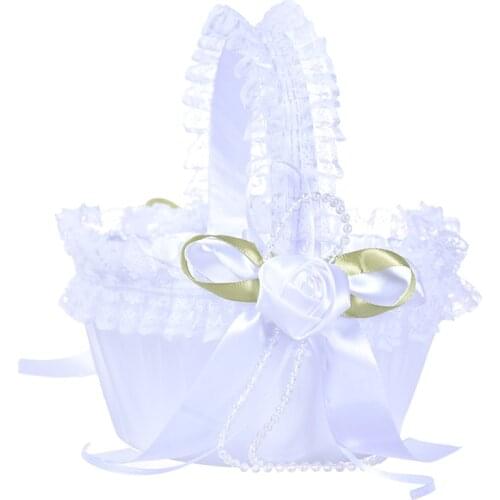 1pcs Bride Flower Basket Western Wedding Fashion Party Kids Sprinkle Ribbon Flower Basket Wedding Supplies