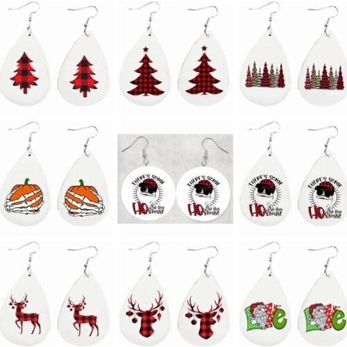Leather Earrings Buffalo Plaid Christmas Deer Leopard Tree Deer With Ornaments Bulk Order Wholesale