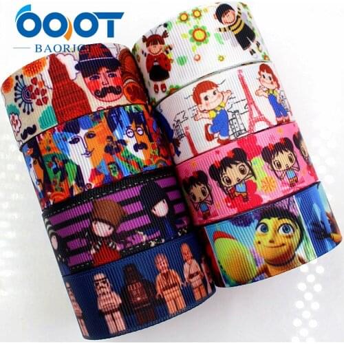 OOOT BAORJCT 176209 22mm 10yard Cartoon Ribbons Thermal transfer Printed grosgrain Wedding Accessories DIY handmade material