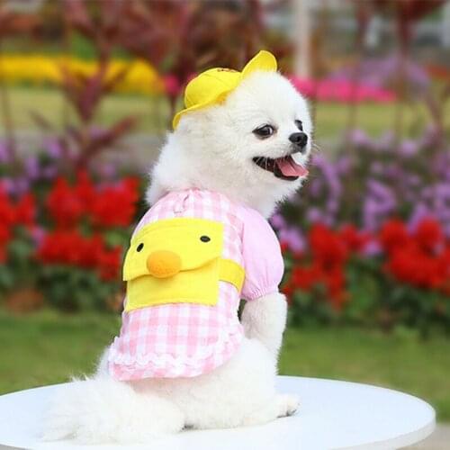 Summer Dog Shirts Little Yellow Duck Kindergarten Cartoon Backpack Pet Clothes for Small Medium and Large Dog Cat French Bulldog