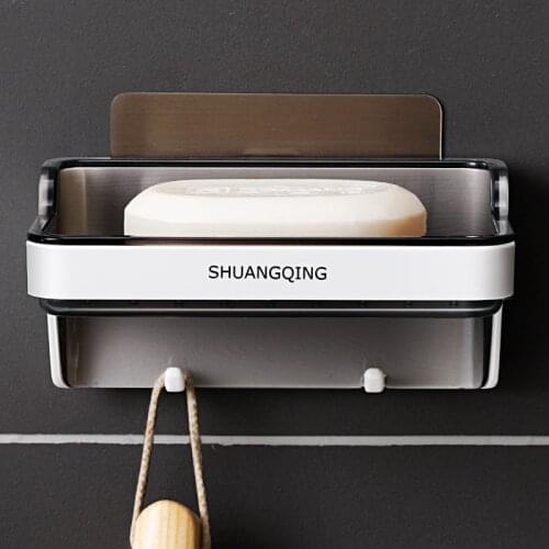 Soap Dish with Hanger Shower Wall-Mounted Soap Holder Bathroom Tub Draining Water Soap Box Soap Saver Kitchen Sink Soap Case