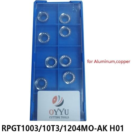 OYYU 10pcs/box RCGT1003 RCGT10T3 RCGT1204 MO AK H01 Round Carbide Inserts Processing Aluminum and Copper RCGT 1003 10T3 1204