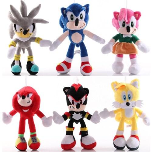 27-30cm Sonic Plush Doll keychain Toys Cartoon PP Cotton Black Blue Shadow Hedgehog Soft Stuffed pendant Toy Kids Birthday Gifts