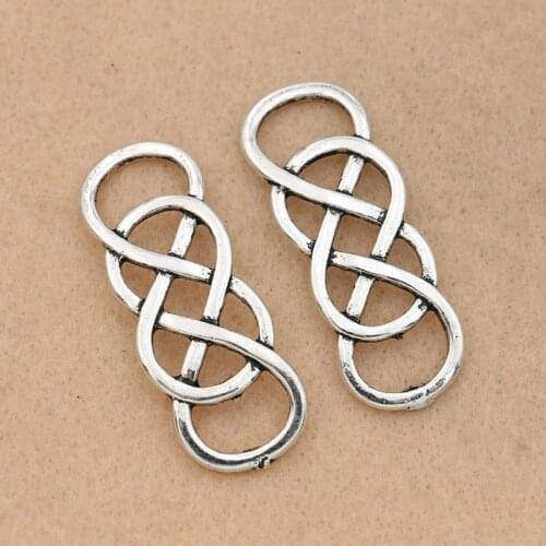 5pcs Tibetan Silver Plated 1-1 Chinese Knot Charms Connector for Earrings DIY Jewelry Making Accessories DIY 42x15mm