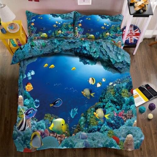 Underwater world 3D Bedding Set King Queen Size Bed Linen Duvet Cover Bed Sheet Set Pillowcases