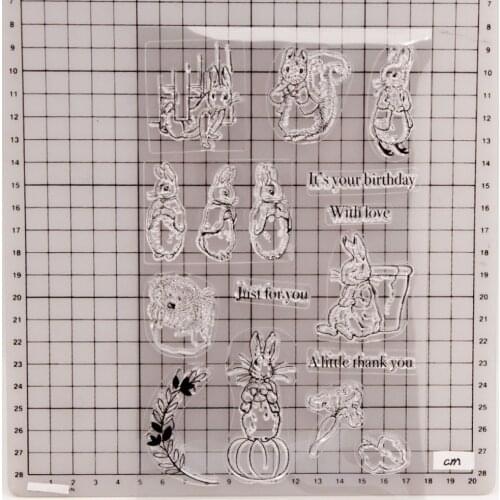 Cute Rabbits Transparent Clear Silicone Stamps for DIY Scrapbooking Photo Album Decorative Clear Stamp