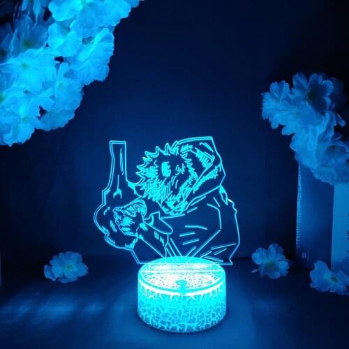LED Light Anime Jujutsu Kaisen Yuji Divergent Fist Acrylic Night Lamp RGB Flashing Cool Gift 3D Cartoon Child Room Decor