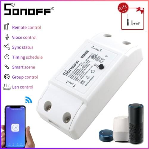 Sonoff Basic R2 Smart Switch Wifi DIY Timer Smart Home Remote Switch Light Sonoff Switch Work With Alexa Ewelink Google Home