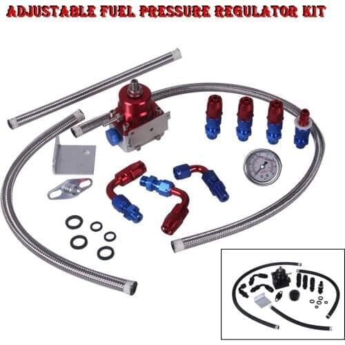 Universal Adjustable Fuel Pressure Regulator KIT With 100psi Guage AN 6 Fitting