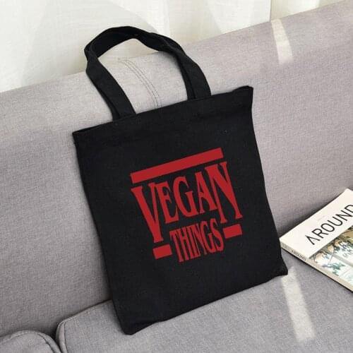 Vegan Letter Shopping Female Bag Books Bag Cotton Canvas Fabric Tote Bag Hip Hop Shoulder Bag Kpop Reusable Grocery Shopper Bags