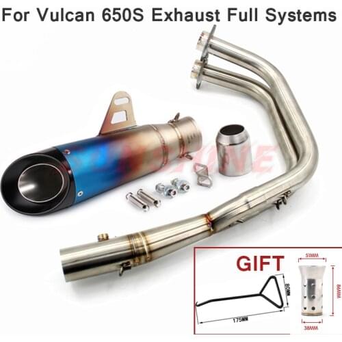 51mm Exhaust Motorcycle Muffler Slip on Escape Moto Full Systems Front Pipe Stainless Steel Pitbike Modified For Vulcan S650 650