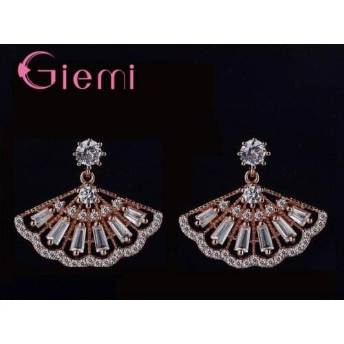 Exquisite Gorgeous Rose/Silver Color Fan-shaped Women Accessories 925 Sterling Silver Accessories For Young Girls Ladies