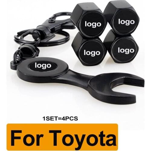 1set Car Styling Black Spanner Ring Car Tire Valve Cap Tyre Air Stems Caps Cover for Carolla Camry Reiz Sienna prius Land