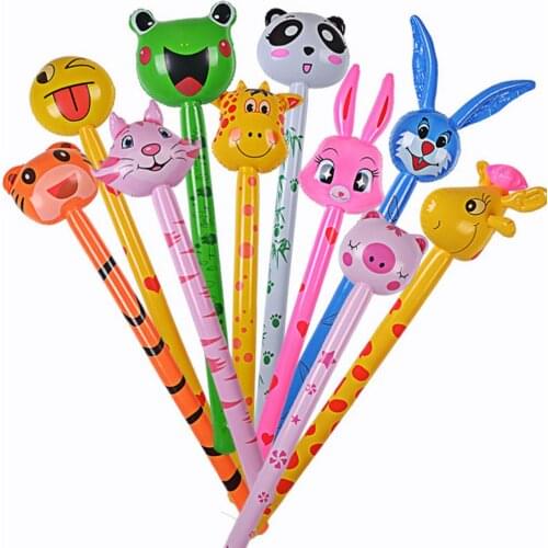 10PCS Cartoon Inflatabel Animal Long Inflatable Hammer No Wounding Weapon Stick With Sound Baby Children Toys 100-120CM