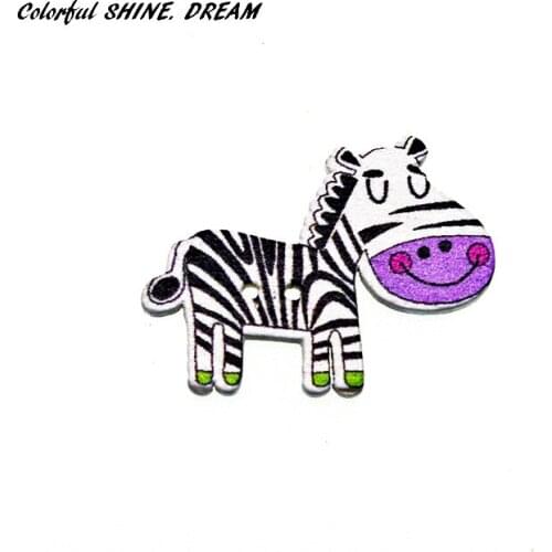 12pcs Wood Buttons Mixed Color Donkey Cartoons Sewing Button Scrapbooking Embellishments Crafts Decorative 29X27mm