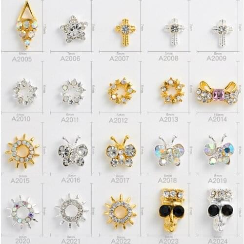 20pcs Hot Sale Sun Cross Butterfly Variety Style Alloy Rhinestone DIY High Quality Nail Supplies Decorative Accessories