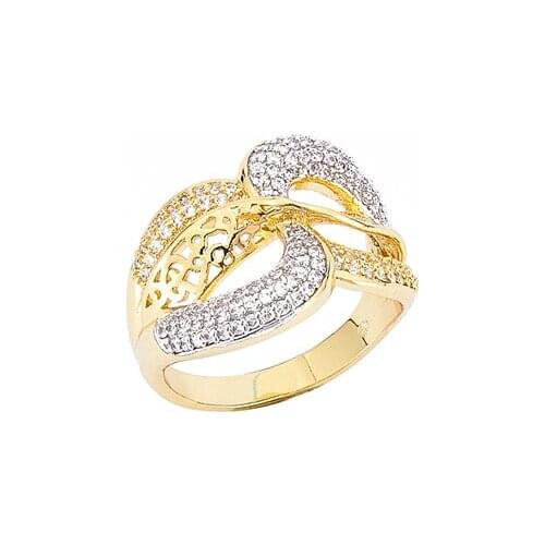 2021 Jul Gold Lovely Carved Natural Zircon Rings Women Fashion Jewelry Wedding Fine Craft Hollow Round White Ring