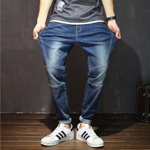 2021 Mens Fashion Harem Pants Spring Autumn Men Casual Loose Denim Trousers Hip Hop Streetwear Stretch Jeans Plus Size 28-48