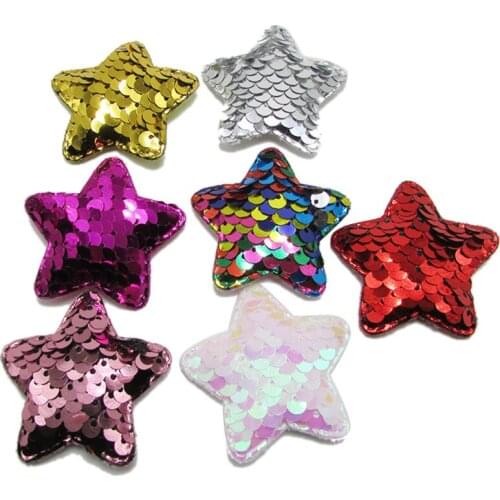 30Pcs Glitter Sequin Stars/Love Hearts Padded Patches DIY Craft Supplies Headwear/Clothing/Shoes Accessories Sequined Appliqued