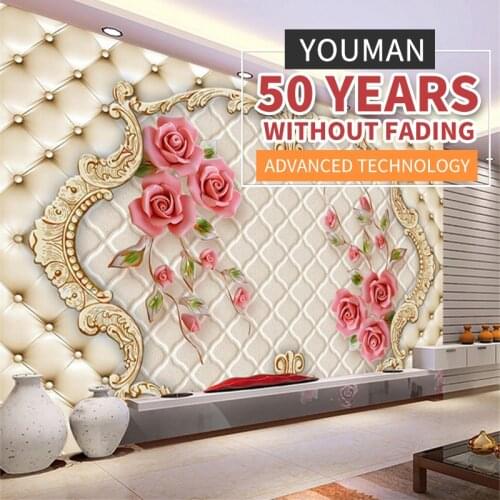 3D Wallpaper Modern Stereo Rose Soft 3D Wall Murals for Living Room Bedroom Sofa TV Background Non-Woven Fabric Wall Paper