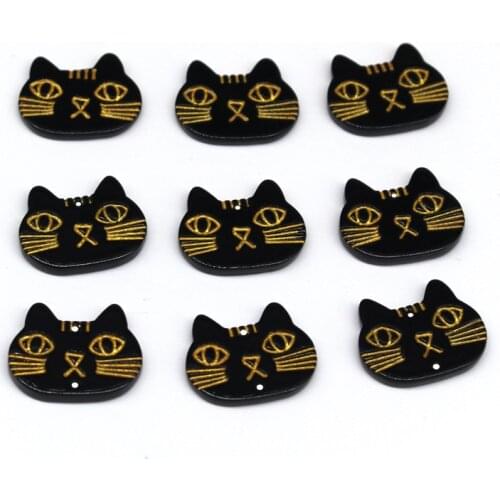 5pcs Cute Black Cat Earring Resin Charms Flatback Connector Findings DIY Crafts Bracelet Ear Drop Cabochon Bead Jewelry Make