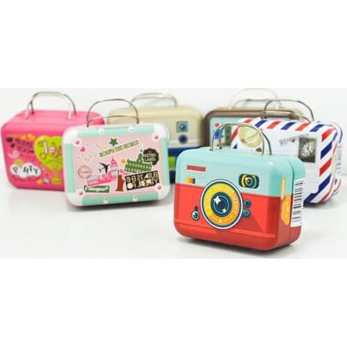 60pcs 75*35*55mm Small Tin Vintage Party Rectangle Handbag Suitcase Luggage Shaped Candy Box Wedding Favor Gift Boxes SN569