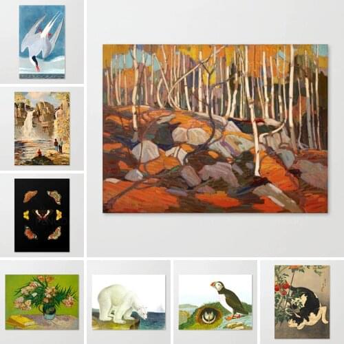 Abstract Modular Pictures Cat Home Decoration Flower Tree Wall Art Modern Animal Canvas Prints Painting For Bedroom Poster Frame