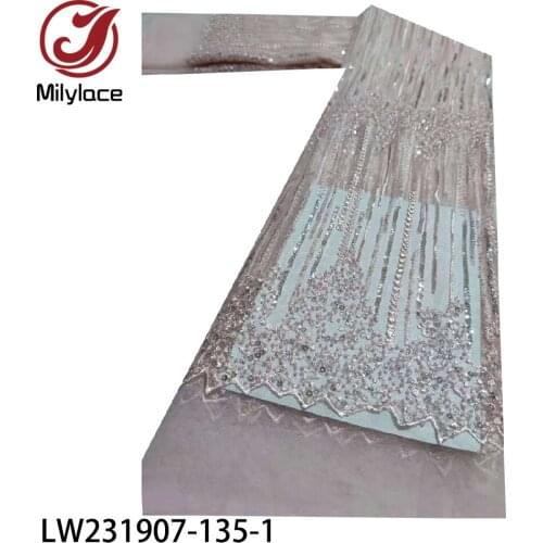 African Lace Fabric 2020 High Quality Embroidered French Lace Fabric with Sequins Fabrics for Sewing Dress 5 Yards LW231907-135