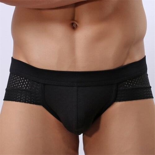 Brand Mens underwear sexy low-waisted mesh panties Sexy Men Briefs Gay Sheer Hipster Breathable Holes Mens Seamless Lingerie