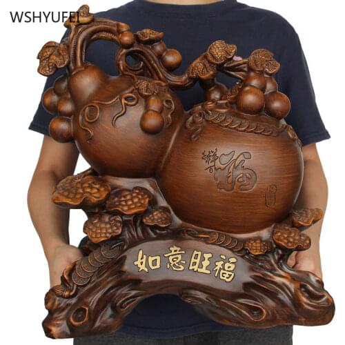 Retro Wishful Gourd Resin Ornaments Living Room Wine Cabinet Feng Shui Decoration Office Desktop Shop Opening Decor Crafts Gift